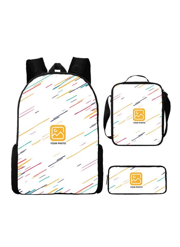 Printed backpack polyester schoolbag large-capacity cross-body bag student-G05-: Ghost Team Kamado Nezuko Mobile (universal standard three-piece set)