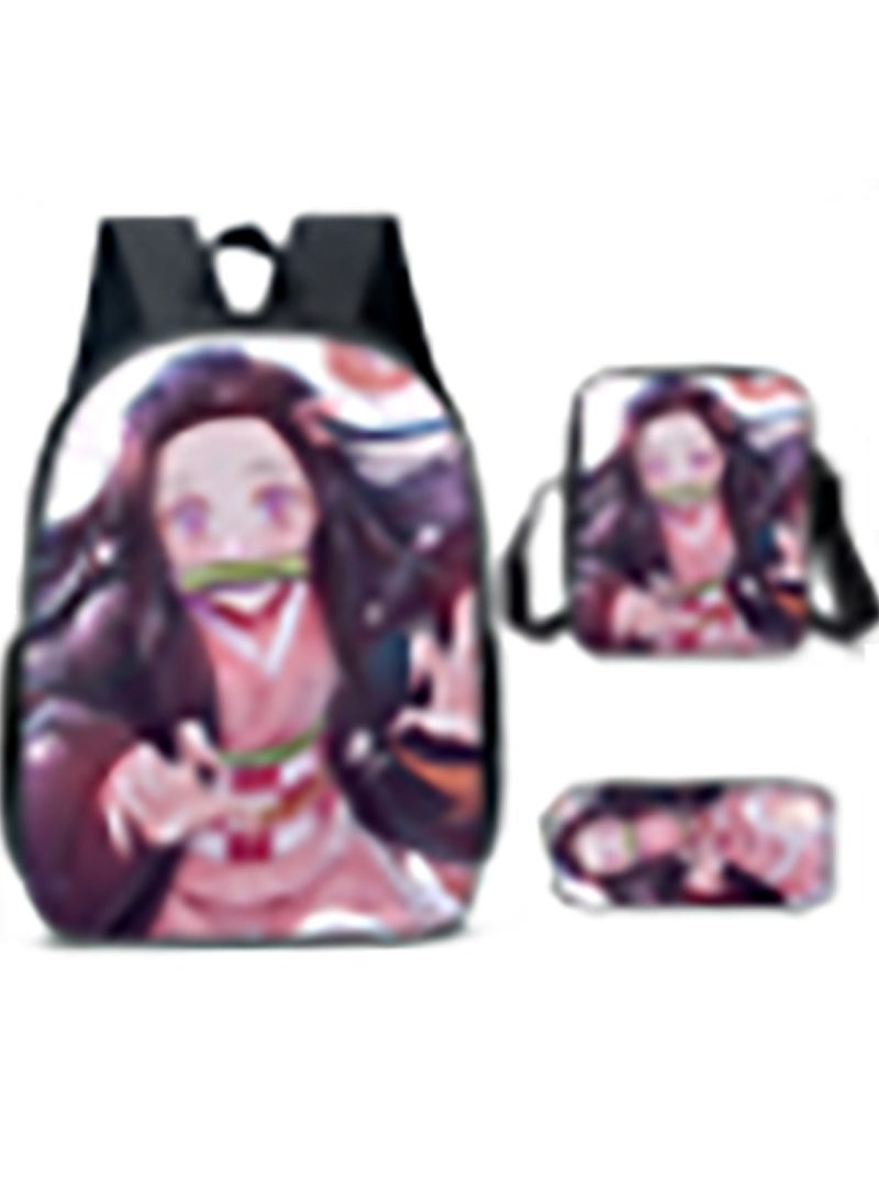 New Dragon Ball Printed Backpack Polyester Schoolbag Fashion Shoulder Bag Student Pencil Bag Three-piece Set,40-three-piece set; backpack + shoulder bag + pencil bag - 26