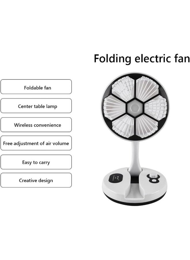 Mini Folding Portable Desk Fan Air Cooler Rechargeable Scalable Outdoor Tourism Home Night Light