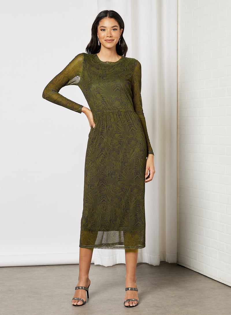 Kate Sheer Long Sleeve Dress Ivy Green