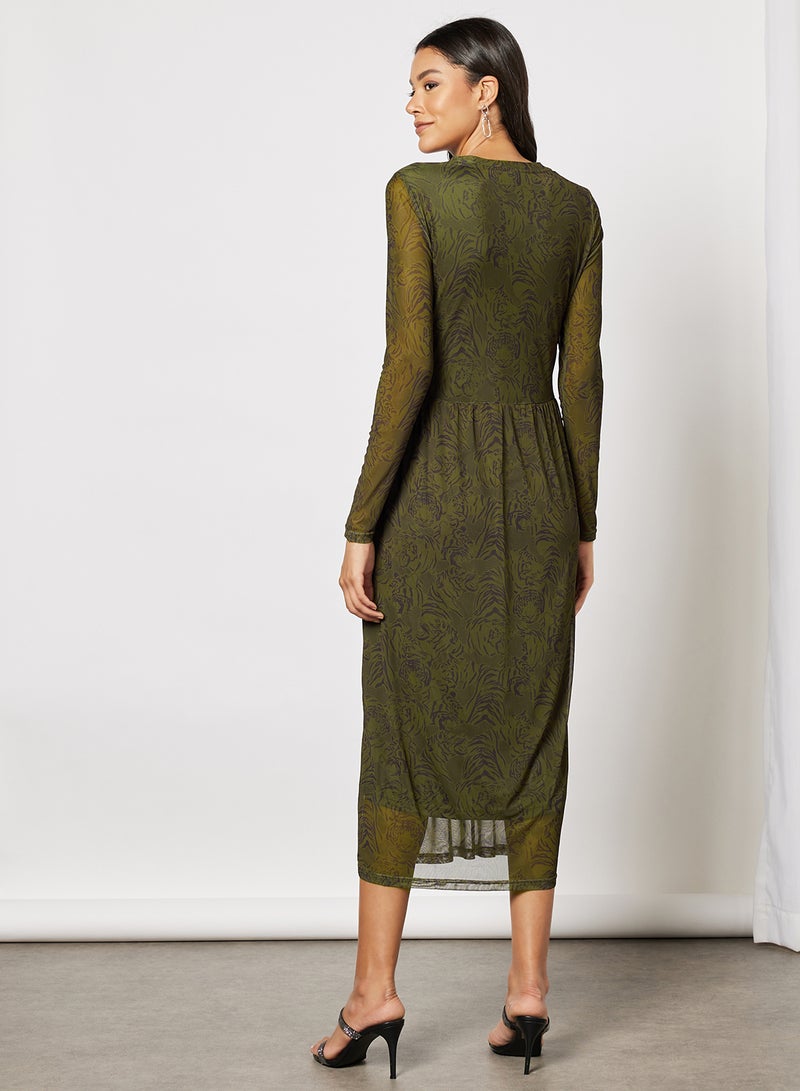 Kate Sheer Long Sleeve Dress Ivy Green