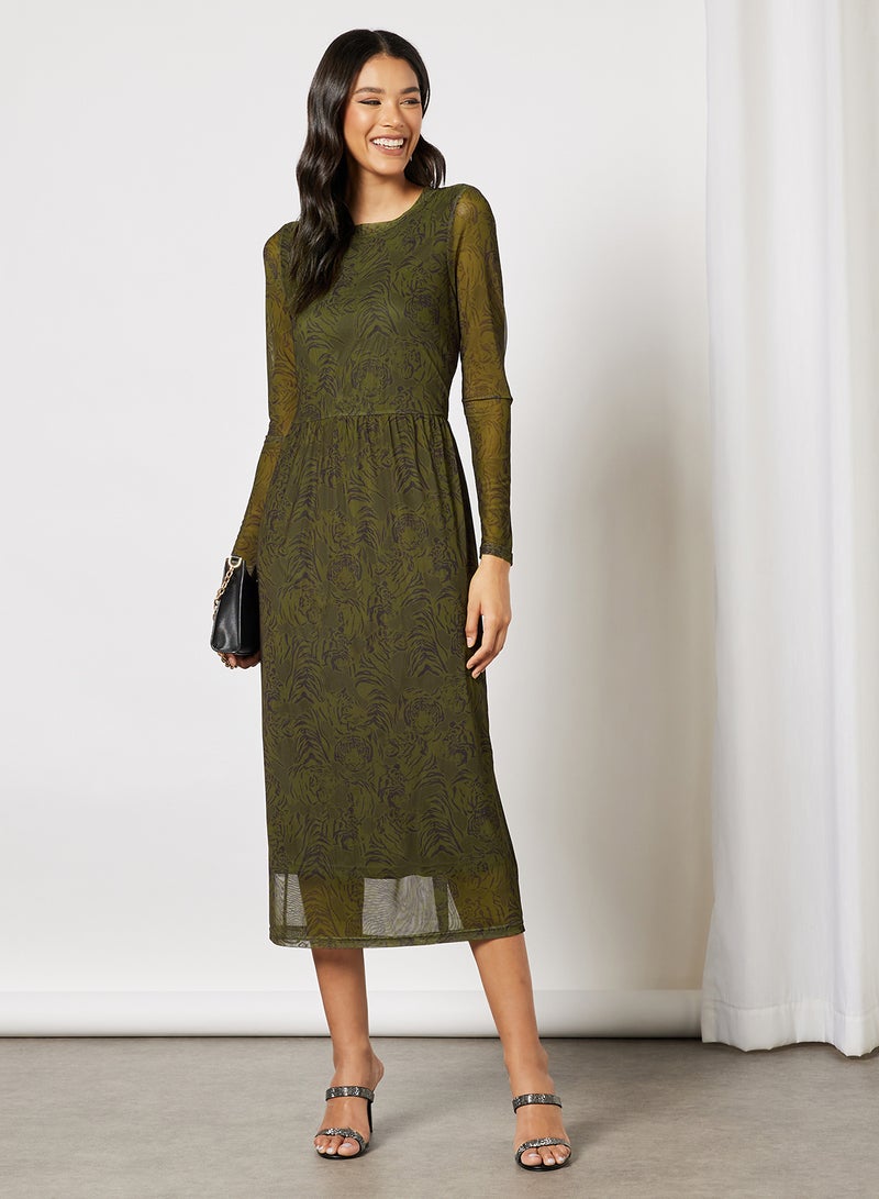 Kate Sheer Long Sleeve Dress Ivy Green