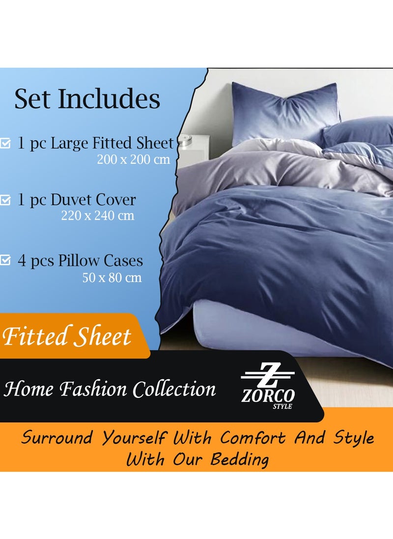 Hotel Duvet Cover Set 6 Pieces Cotton King Size Luxurious Bedding Set, Modern and Attractive Bedding Set with 1xFitted Sheet, 1xDuvet Cover, 4xPillow Cases