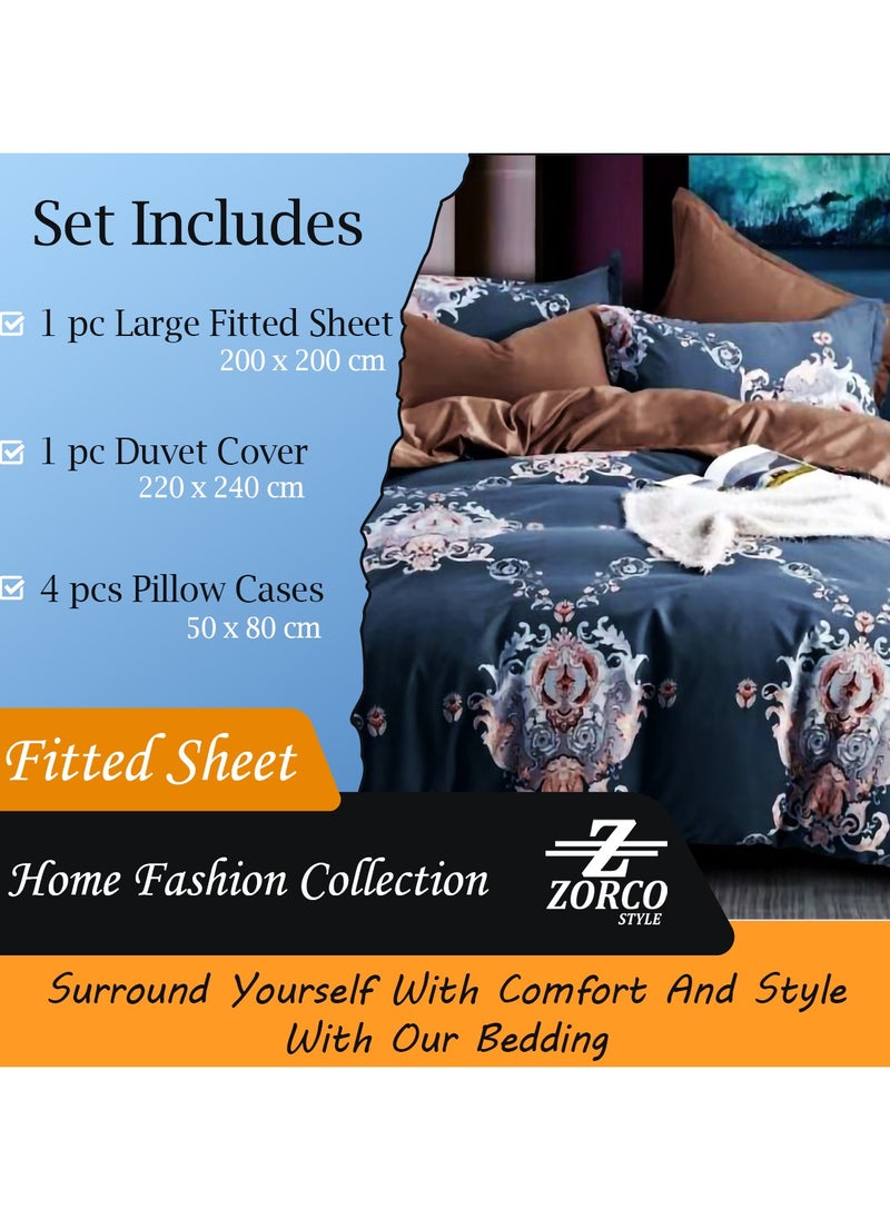 Hotel Duvet Cover Set 6 Pieces Cotton King Size Luxurious Bedding Set, Modern and Attractive Bedding Set with 1xFitted Sheet, 1xDuvet Cover, 4xPillow Cases