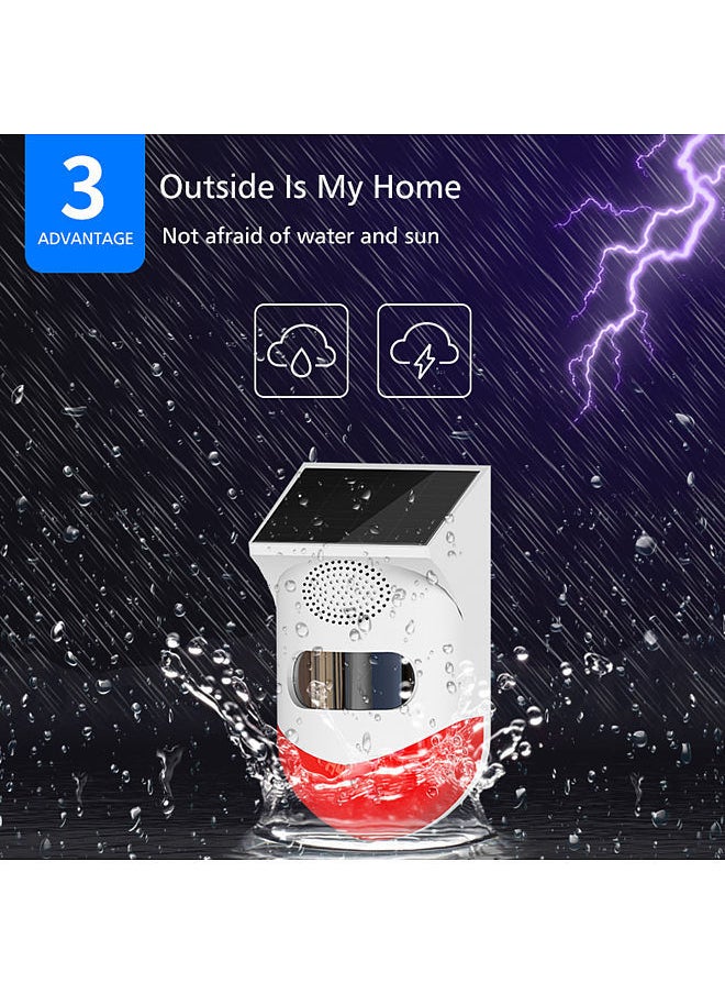 Solar Powered Wireless Independent Infrared Motion Sensor Detector Strobe Siren 120dB Alarm Waterproof PIR Sensor