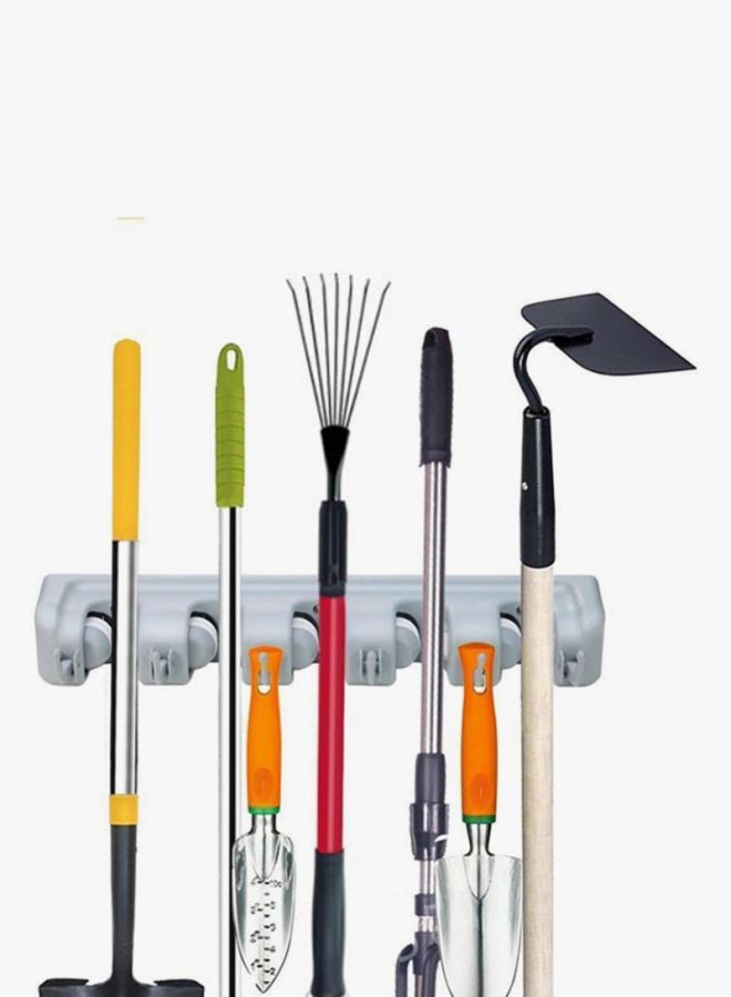 Broom And Mop Holder With Garden Tool Storage Grey