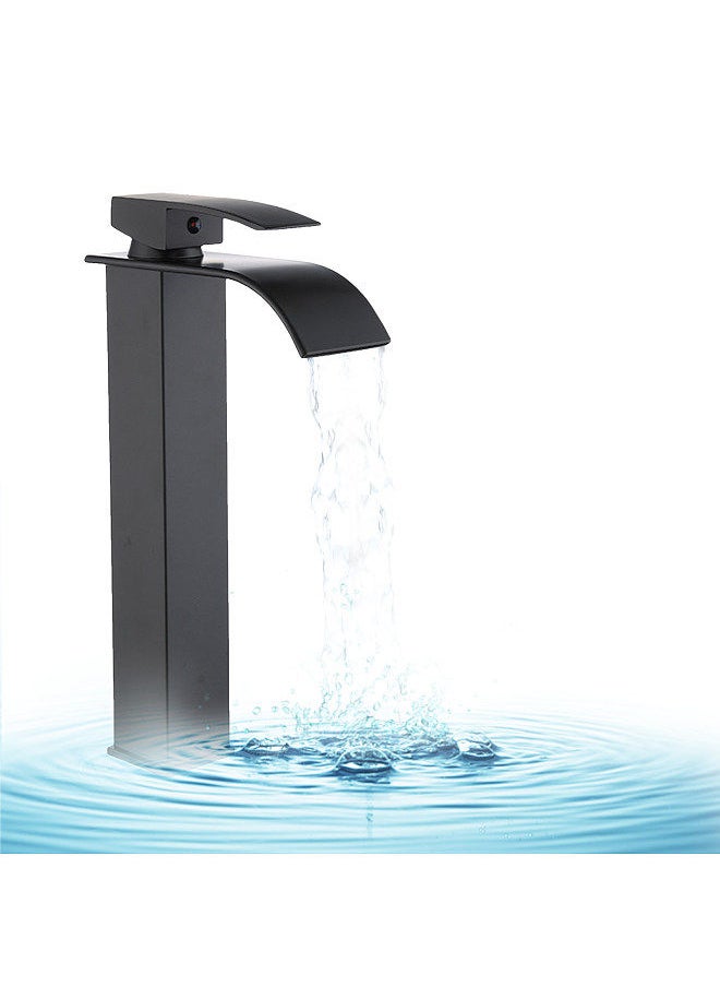 Waterfall Faucet Bathroom Sink Faucet Brass Basin Water Tap High Single Lever Mixer Tap Hot & Cold Mix Washbasin Tap With 2 Hose