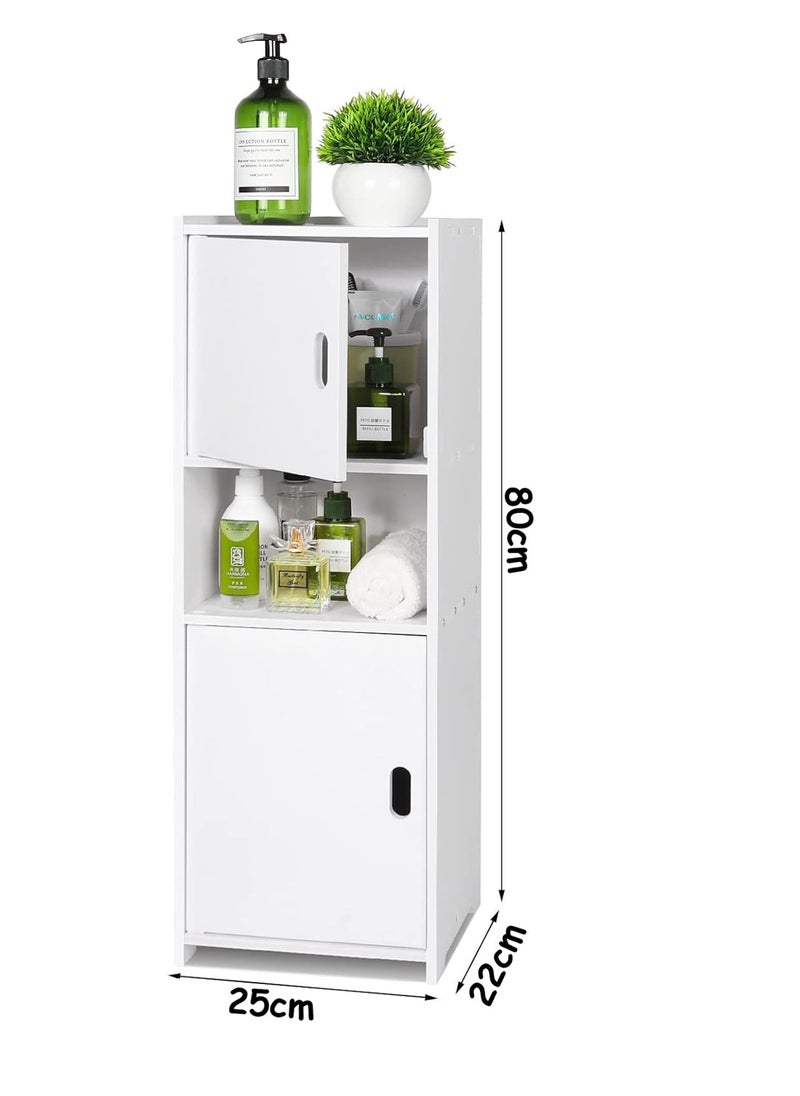 Bathroom Cabinet Bathroom Corner Storage Organizer Shelf Stand White 25x80x22cm