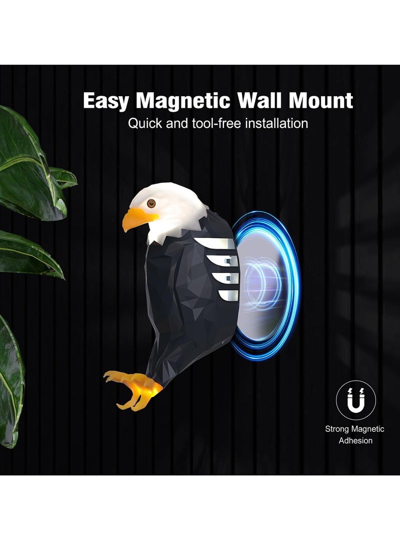 Bald Eagle Wall Light – American Eagle Night Light with Remote Control, Magnetic Wall Mounted Lamp for Bedroom, Living Room & Hallway, Battery Operated, Removable Charging Eagle Light