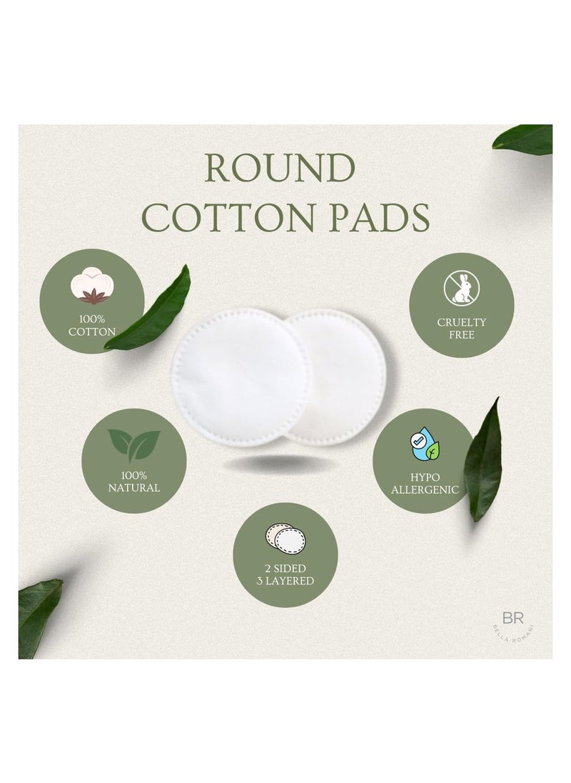 Cotton Rounds Makeup Remover Pads - Pack of 200 - Organic Pads, Lint Free, Eco-Friendly, Compostable, Unique Triple Layers & Ultra Soft - Nail Polish Remover (White, 200)