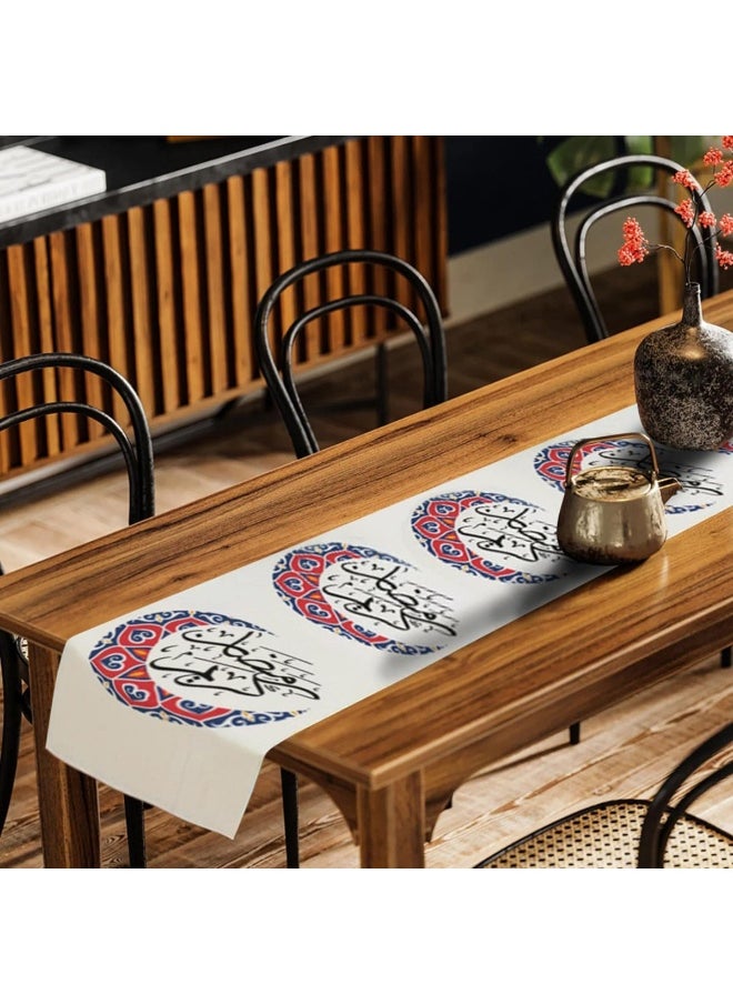 Eid Mubarak Table Runner Linen Table Runner 13x70 inches, Star Moon Table Runner, Ramadan Decoration Home Dinning Room Decoration
