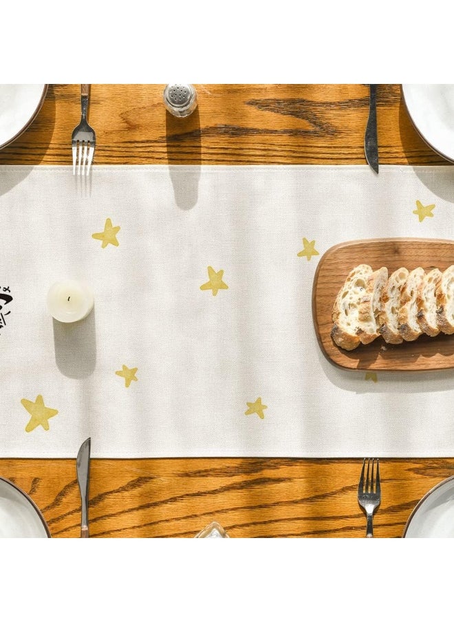 Eid Mubarak Table Runner Linen Table Runner 13x70 inches, Star Moon Table Runner, Ramadan Decoration Home Dinning Room Decoration
