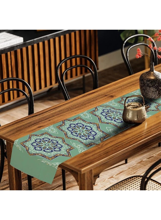 Eid Mubarak Table Runner Linen Table Runner 13x70 inches, Star Moon Table Runner, Ramadan Decoration Home Dinning Room Decoration