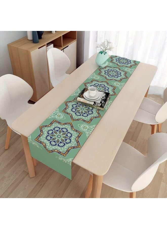 Eid Mubarak Table Runner Linen Table Runner 13x70 inches, Star Moon Table Runner, Ramadan Decoration Home Dinning Room Decoration