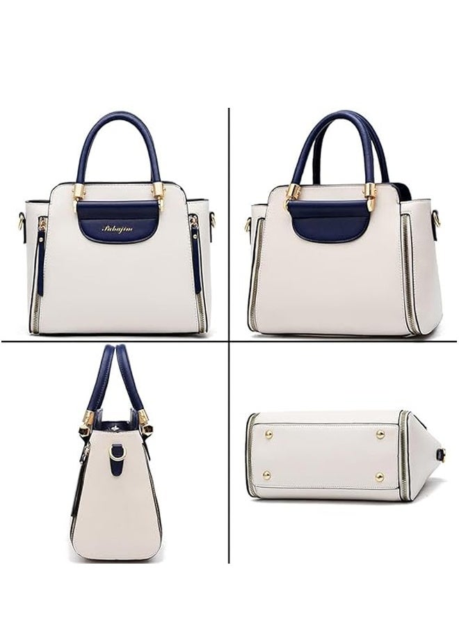 Women's Versatile Contrast Color Crossbody Bag, Ladies Large Capacity Shoulder Bag Handbag Tote Bags Clutch Bag White Blue