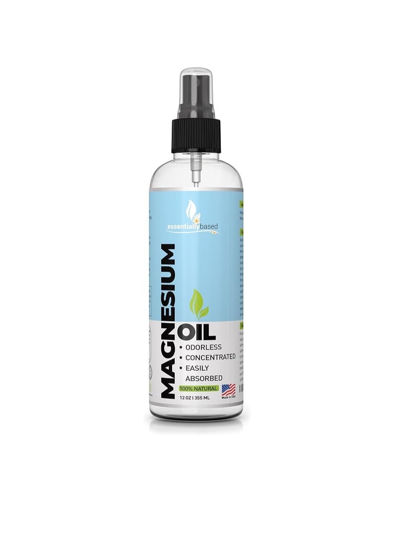 Magnesium Oil Spray - Large 12oz Size - Extra Strength - 100% Pure for Less Sting - Less Itch - Natural Pain Relief & Sleep Aid - Essential Mineral Source