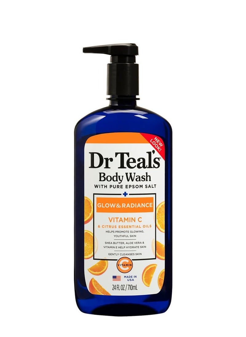 Body Wash with Pure Epsom Salt Glow and Radiance Vitamin C and Citrus Essential Oils Teal's 24 fl oz