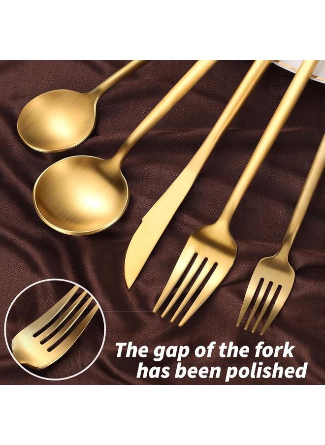 20-Piece Gold Silverware Set, 18/10 Stainless Steel Flatware Set for 4, Thick Spoons and Forks Set, Gold Cutlery Set for Home Kitchen Restaurant Wedding, Matte Gold Utensils Set, Dishwasher Safe