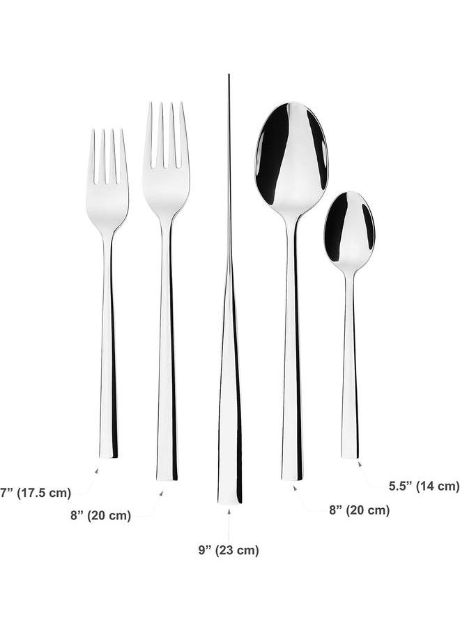Divitis Home Sirius Silverware Set 20 Piece, 18/10 Stainless Steel Set for 4 (Dinner Spoons, Dinner Forks, Salad Forks, Dinner Knives, Teaspoons), Flatware Set, Cutlery Set, Forks and Spoons Set