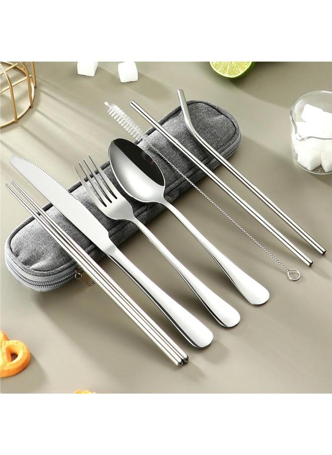 Travel Portable Cutlery Set With Box, Reusable Portable Cutlery Set For Travel And Home (YE)