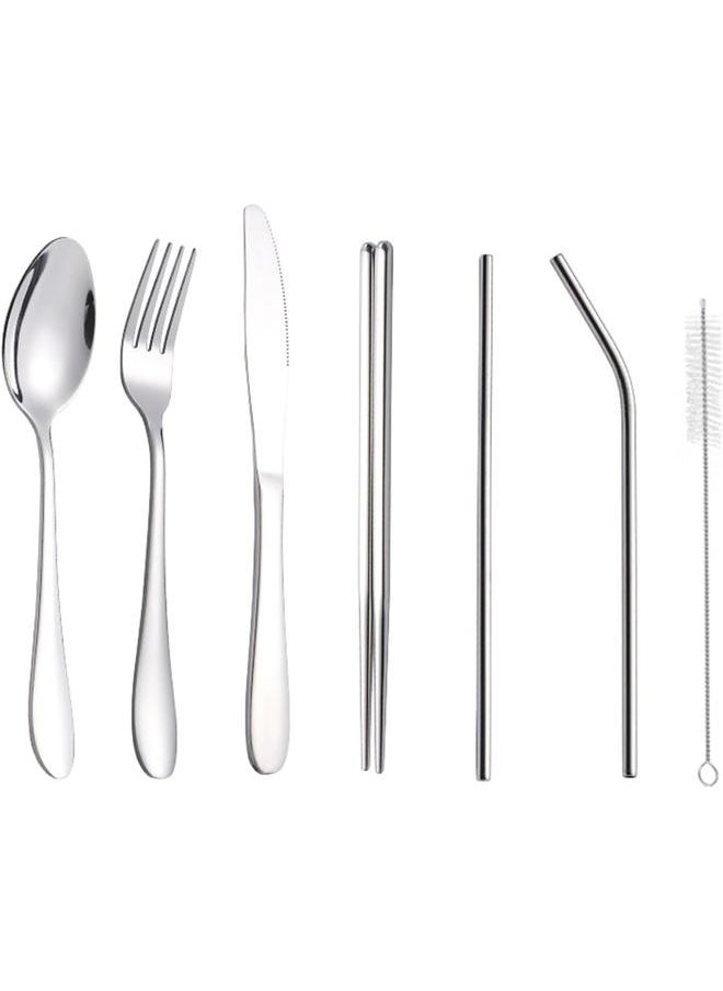 Travel Portable Cutlery Set With Box, Reusable Portable Cutlery Set For Travel And Home (YE)