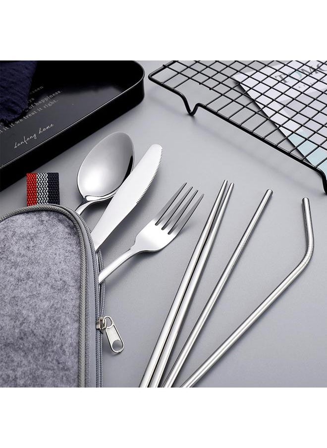 Travel Portable Cutlery Set With Box, Reusable Portable Cutlery Set For Travel And Home (YE)