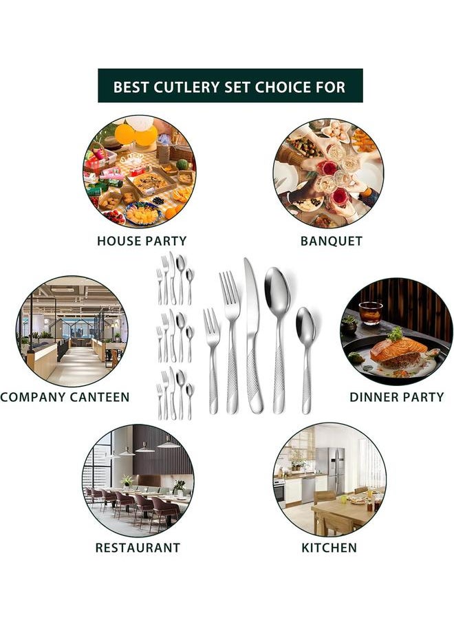 Star Hammered Silverware Set, 20 Piece Premium Modern Flatware Stainless Steel Silverware Set, Food-Grade Cutlery Set, Knives, Spoons, Forks set(52377)