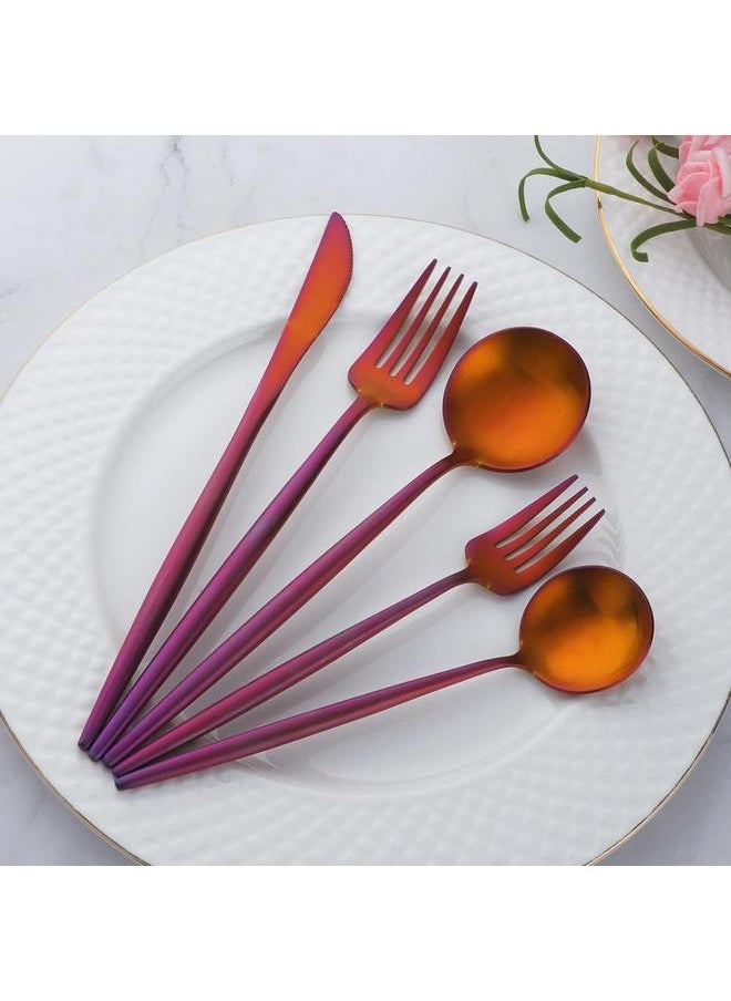 Buyer Star 30-Piece Silverware Set Stainless Steel Flatware Cutlery Set Matte Polish Kitchen Utensils for 6 for Home kitchen New House Restaurant Wedding Party Apartment Bar Dishwasher Safe,Magic Red