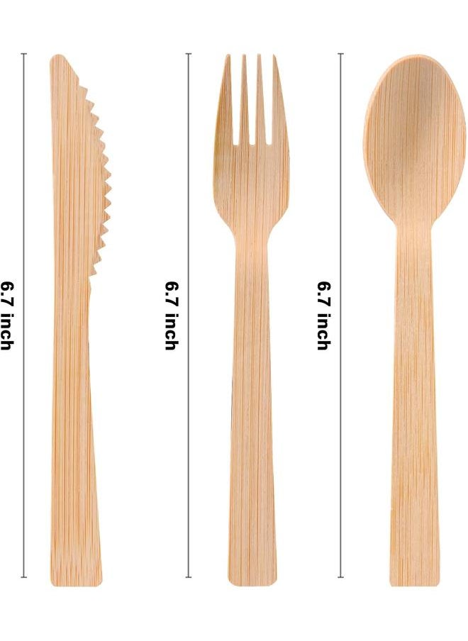Pre rolled Bamboo Cutlery Set, 30pack Wrapped Bamboo Utensils/Disposable Silverware/Compostable Utensils (30 Forks, 30 Spoons, 30 Knives, 30 Napkins) Party supplies,Picnic, Wedding(30)