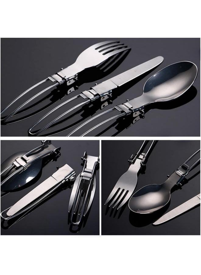 304 Stainless Steel Camping Mess Kit, 8 Pcs Camping Utensils Set, Camping Cutlery Set for 1-2 Persons, Ideal Travel Cutlery Set for Picnics, Camping,Backpacking & Hiking.
