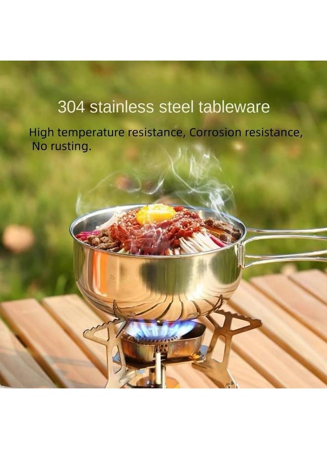304 Stainless Steel Camping Mess Kit, 8 Pcs Camping Utensils Set, Camping Cutlery Set for 1-2 Persons, Ideal Travel Cutlery Set for Picnics, Camping,Backpacking & Hiking.