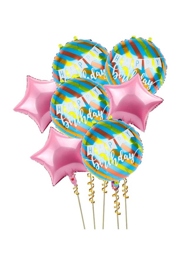 TOYXE Happy Birthday Balloon Bouquet Foil Balloon Gradient Color Pack of 7 Pc - Pack of 7 Pieces(multi)