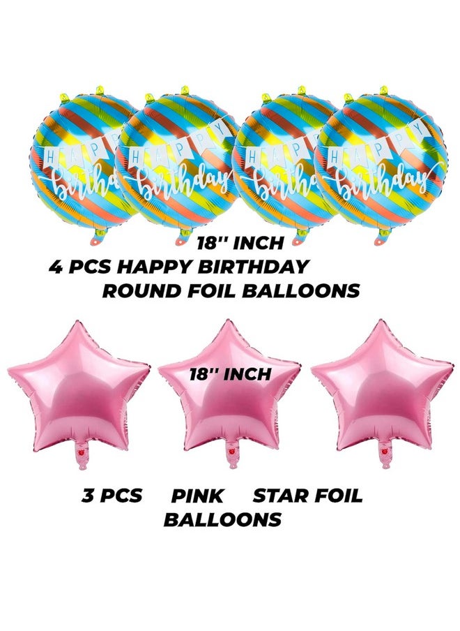 TOYXE Happy Birthday Balloon Bouquet Foil Balloon Gradient Color Pack of 7 Pc - Pack of 7 Pieces(multi)