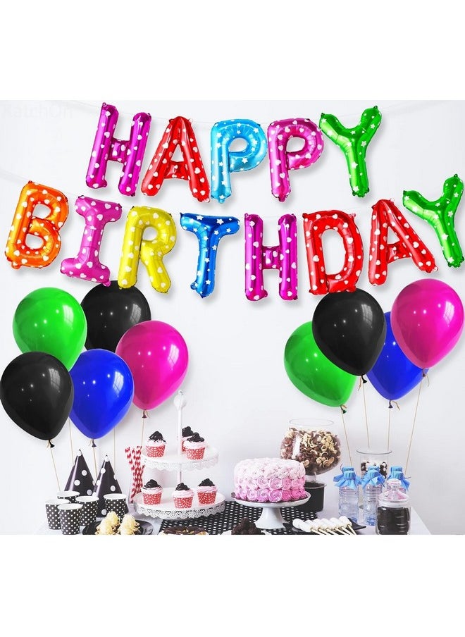 TOYXE Happy Birthday Letter with Polka Dot Balloons 63 Pcs Set