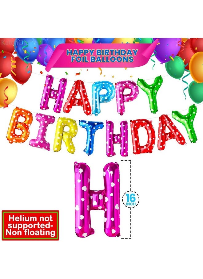 TOYXE Happy Birthday Letter with Polka Dot Balloons 63 Pcs Set