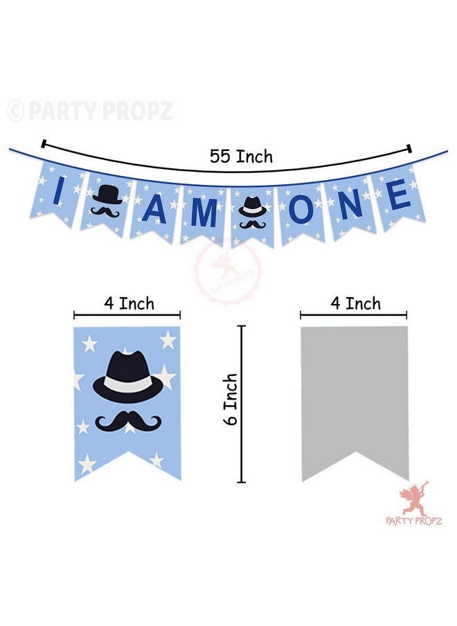 Party Propz First Birthday Decorations Boy- Am One Banner(Cardstock)1St Birthday Decoration Items For Boys Foil Balloons For Birthday 1 Year Baby Boy Birthday Decoration Kids 6Pcs,Multicolor
