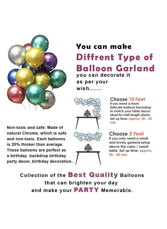 Party Propz Multicolor Chrome Balloons Combo - 30Pcs Chrome Balloons for Birthday | Balloons for Party