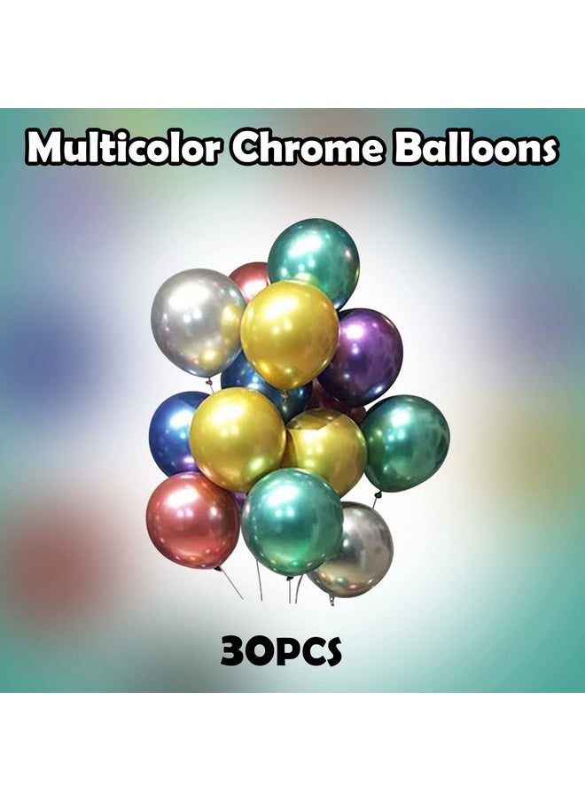 Party Propz Multicolor Chrome Balloons Combo - 30Pcs Chrome Balloons for Birthday | Balloons for Party