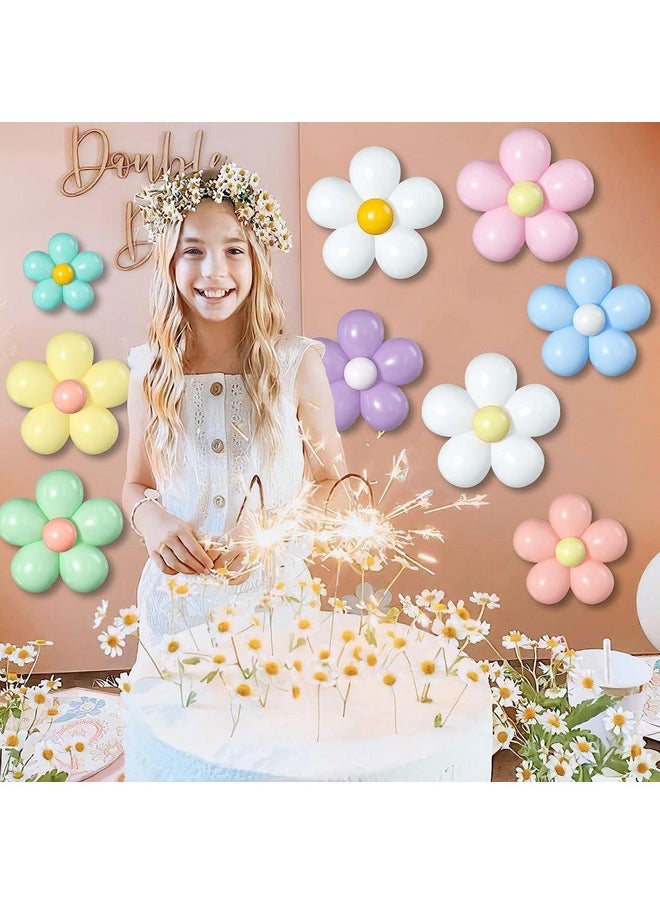 TOYXE Rubber Daisy Flower Balloons Diy Kit Party Decorations For Birthday Baby Shower Wedding Anniversary Groovy Fairy Retro Hippie Theme Decor Set Of 104 Pcs,Multicolor