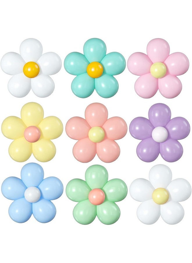 TOYXE Rubber Daisy Flower Balloons Diy Kit Party Decorations For Birthday Baby Shower Wedding Anniversary Groovy Fairy Retro Hippie Theme Decor Set Of 104 Pcs,Multicolor