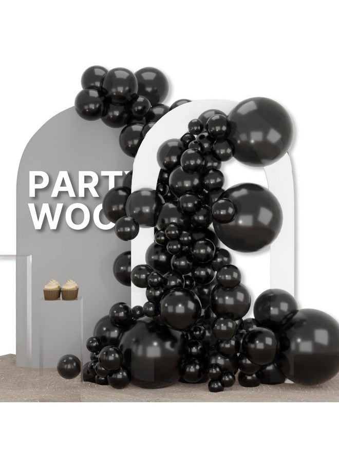 PartyWoo Black Balloons, 155 pcs Black Balloons Different Sizes Pack of 18 12 10 5 Inch Black Balloons Arch Kit Balloon Garland for Birthday, Graduation, Halloween, Party Decorations, Black-Y18