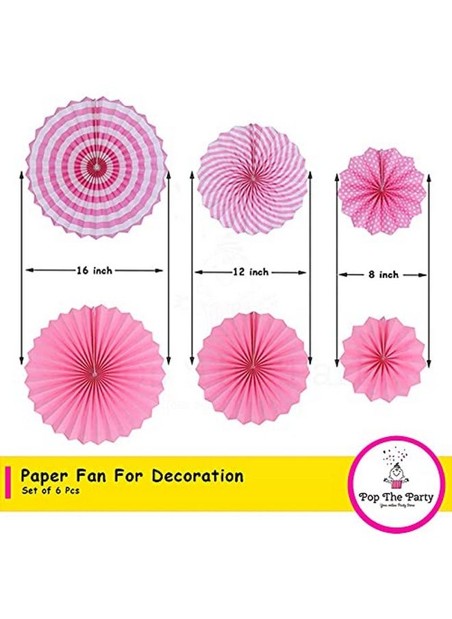 Pop The Party Pink Paper Fan with White and Pink Balloon for use of Birthday Party Decoration