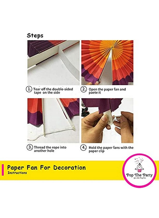 Pop The Party Pink Paper Fan with White and Pink Balloon for use of Birthday Party Decoration