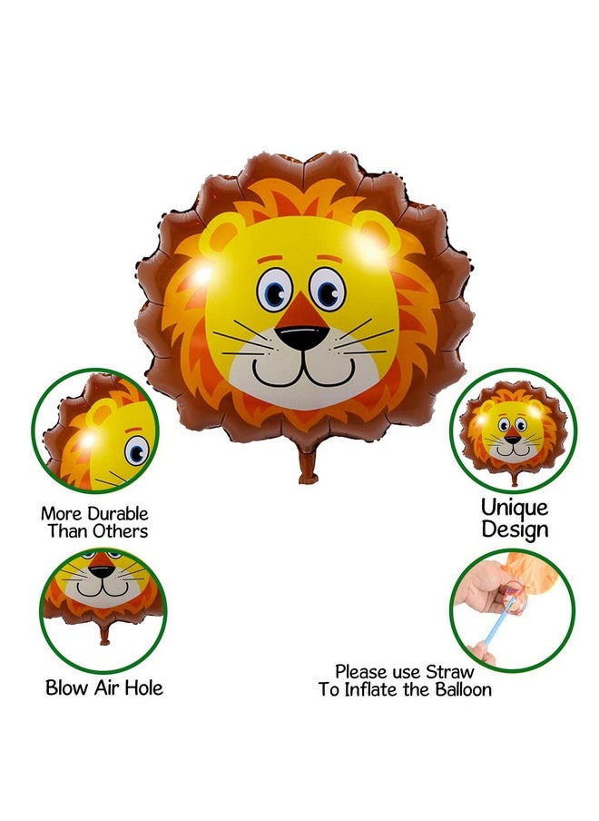 Party Propz Set of 5 Jungle Foil Balloons, Happy Birthday Foil Balloons, Lion Foil Balloon, Jungle theme Foil Balloons for Kids Birthday Celebration - Foil Balloons for Birthday Decoration