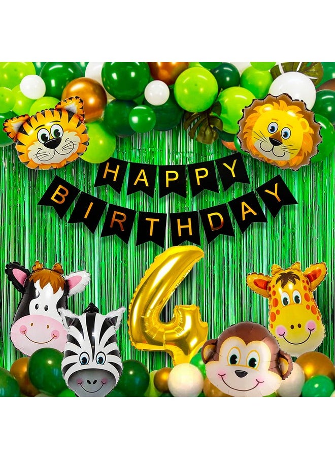 Party Propz 4th Birthday Decoration Items For Boys Jungle Theme- 52Pcs Fourth Birthday Decoration - 4th Birthday Party Decorations,Birthday Decorations kit for Boys 4th birthday