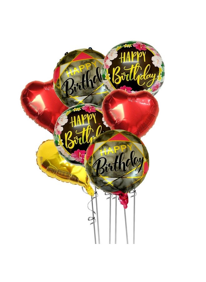 TOYXE Happy Birthday Balloon Bouquet Foil Balloon Colorful Printed Multi Color Pack of 7 Pcs