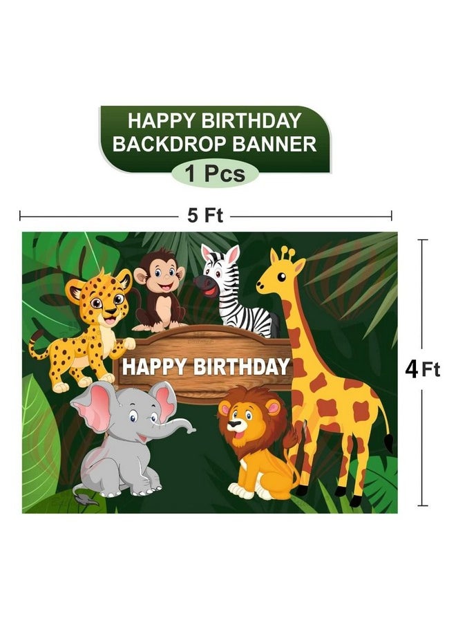 HK balloons 68 Pcs Jungle Theme Birthday Decoration Items For Boys Forest Theme Animal Face Foil, Chrome Balloons For Theme Birthday Party Decorations