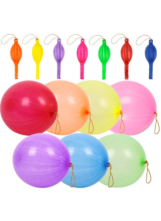 RUBFAC 30Pcs Punch Balloons Neon Punching Balloon Heavy Duty Party Favors For Kids, Bouncy Balls with Rubber Band Handle for Birthday Party, Goodie Bag Exciting Outdoor Play