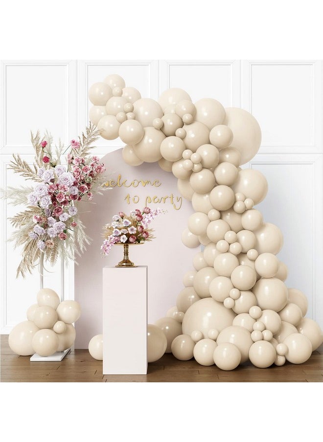 RUBFAC 87pcs Sand White Balloons Different Sizes 18 12 10 5 Inch for Garland Arch White Sand Party Latex Balloons for Birthday Party Graduation Wedding Anniversary Baby Shower Party Decoration