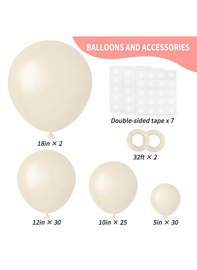 RUBFAC 87pcs Sand White Balloons Different Sizes 18 12 10 5 Inch for Garland Arch White Sand Party Latex Balloons for Birthday Party Graduation Wedding Anniversary Baby Shower Party Decoration